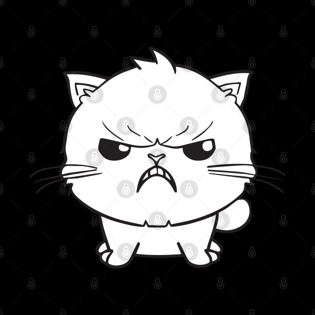 Cute angry hissing white cat by SPJE Illustration Photography