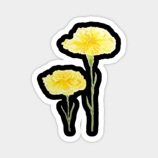 Two yellow carnation watercolor painting Magnet