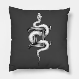 Gemini sign with snake Pillow