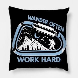 Wander Often Work Hard Adventurer Pillow