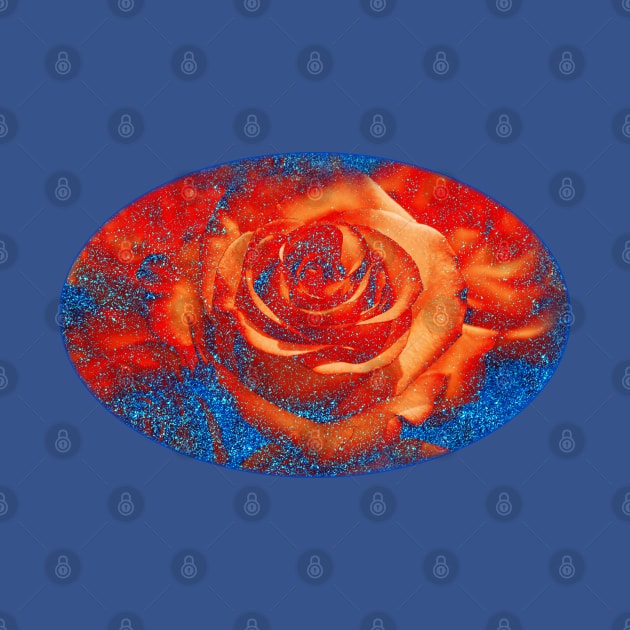 Red Roses and blue glitter floral pattern with romantic flowers by designsbyxarah