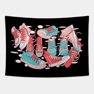 Red and blue vintage sneakers design Tapestry