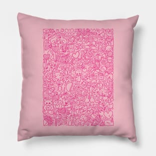 Valentine's Doodle Shirt (hot pink) Pillow