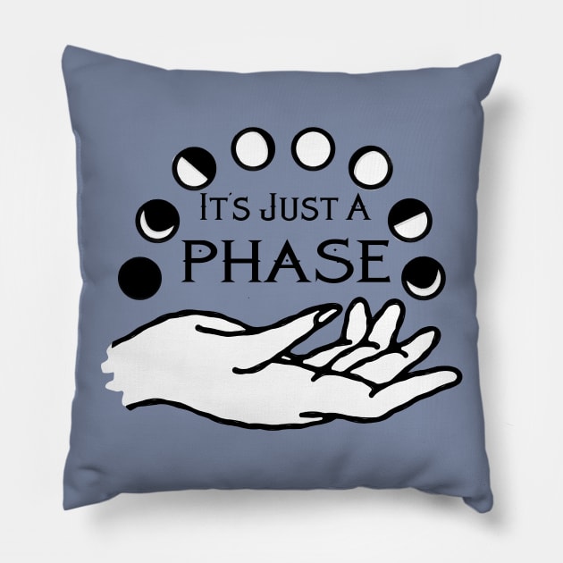 It's Just a Phase Moon Cycle with Hand Pillow by Punderstandable