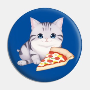 Cute Cat Holding a Pizza Pin