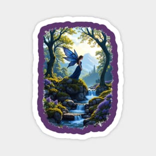 Blue fairie at the waterfall Magnet