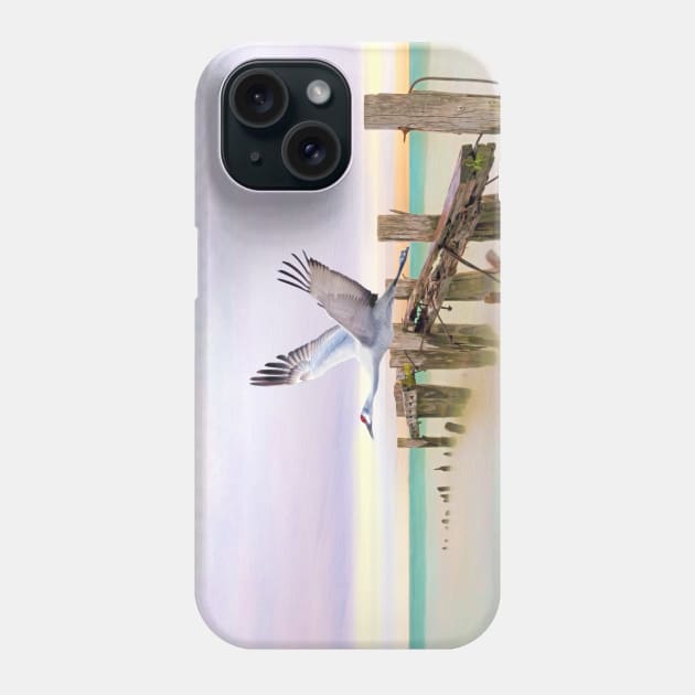 Sandhill Crane and Old Dock Phone Case by lauradyoung