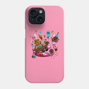 Cute celebration cake with different adorable candies. Phone Case