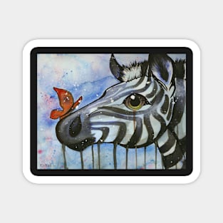 Zebra and Butterfly Magnet