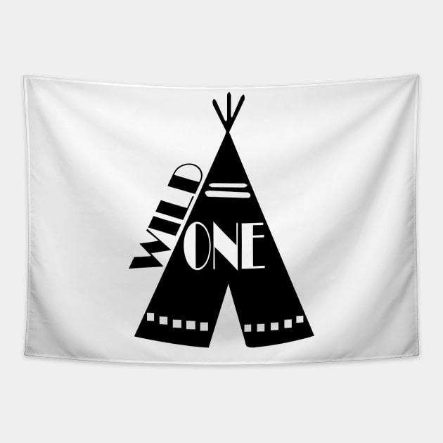 Teepee First Birthday Tapestry by wewewopo