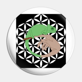 Chameleon hand flower of life Pin