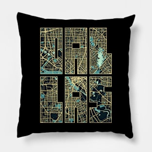 Dallas, Texas, USA City Map Typography - Summer Pillow