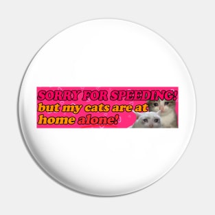 Sorry for speeding! But my cats are at home alone! Bumper Sticker or Magnet | Funny Sticker | Satire | Gen Z Humor Pin