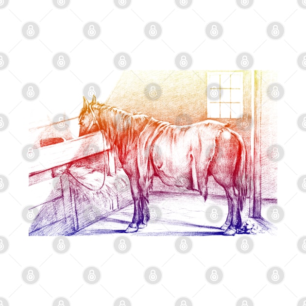 Horse Standing in a Stable By Jean Bernard Brightfully Edited by TeachUrb