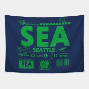 Vintage Seattle SEA Airport Code Travel Day Retro Travel Tag Tapestry