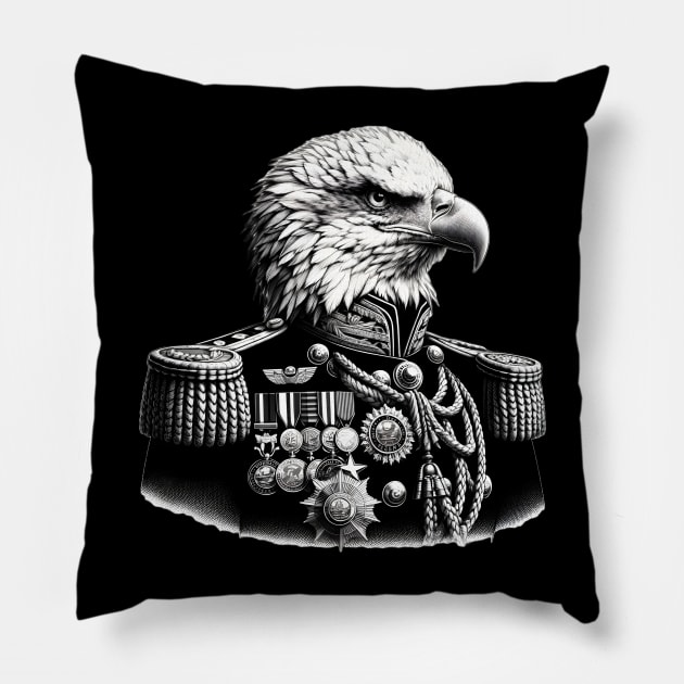 Majestic Eagle Wearing A Victorian-Era Admiral Uniform Pillow by Merchweaver