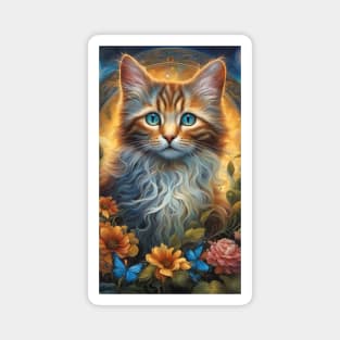 Kitten Flowers and Butterflies Magnet