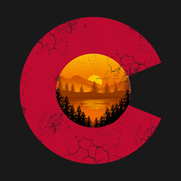 Discover Colorado Flag Sunset - Colorado - T-Shirt