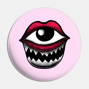 Eye Mouth Pop Art Monster Illustration Pin