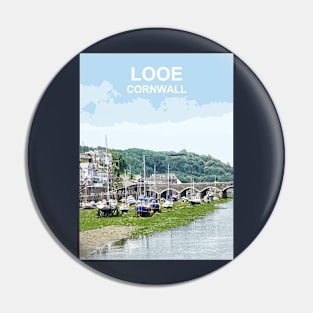 Looe Cornwall art gift. England UK Pin