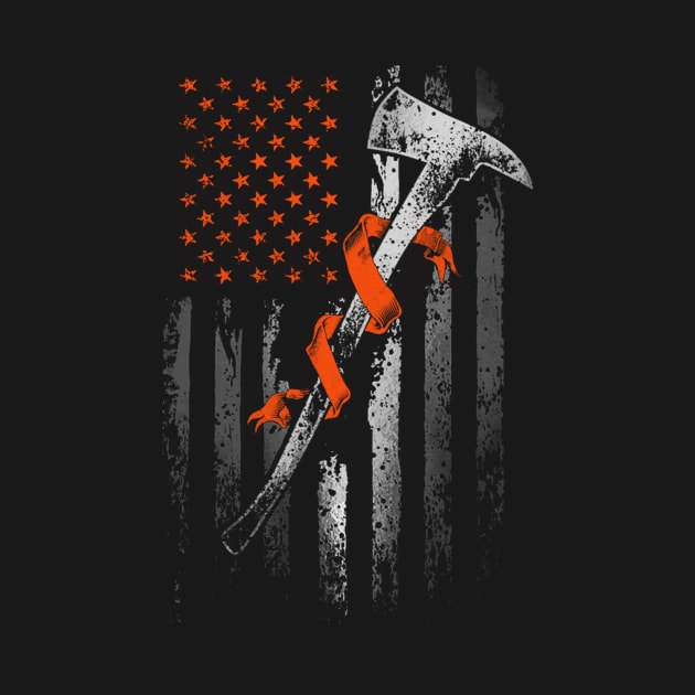 Flag American Firefighter Hunger Awareness Orange Ribbon Warrior by celsaclaudio506