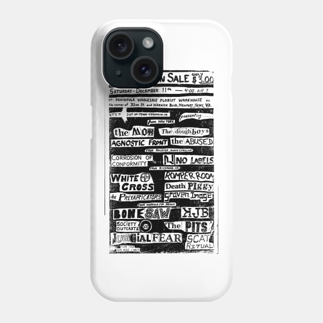 Agnostic Front / The Mob / White Cross / The Abused Punk Flyer Phone Case by Punk Flyer Archive