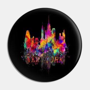 New york skyline colorful souvenir Pin