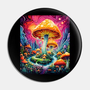 Psychedelic Mushroom Hippy Colorful Art Pin