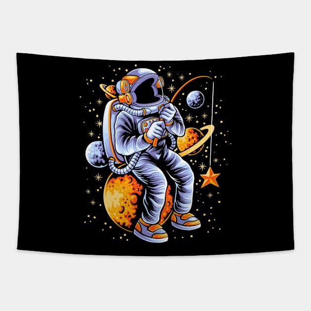 Astronauts fishing stars Tapestry by NoonDesign