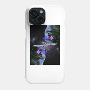 Cat with Sunglasses in Space Phone Case