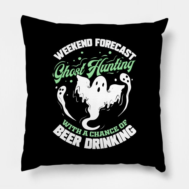 Ghost Hunting Beer Ghost Hunter Paranormal Pillow by ChrisselDesigns