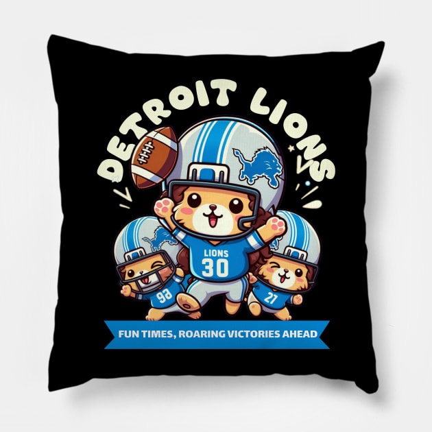 detroit lions fun times Pillow by AOAOCreation