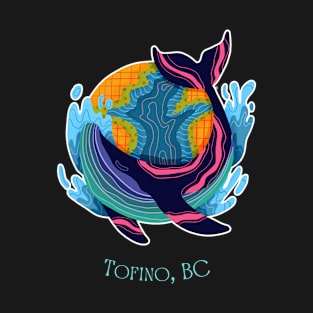 Tofino BC Colorful Abstract Indigo Whale T-Shirt