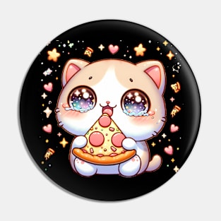 Cute kawaii with Pizza, Funny Pizza lover Pin