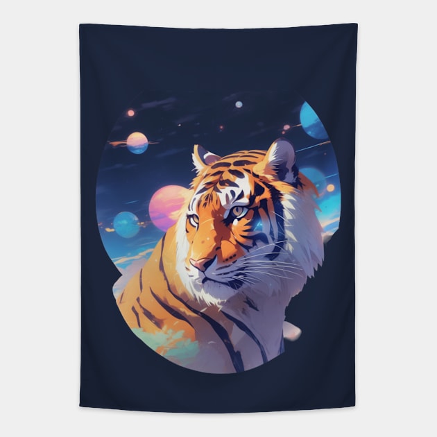 Cosmic Tiger Tapestry by Spaceboyishere