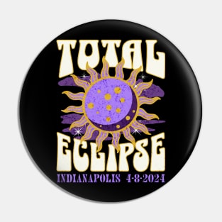 Total Eclipse 2024 Indianapolis Retro Groovy Pin