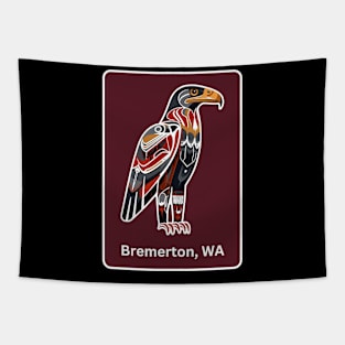 Bremerton Washington Native American Indian American Red Background Eagle Hawk Haida Tapestry