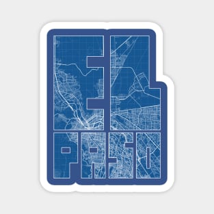 El Paso, Texas, USA City Map Typography - Blueprint Magnet