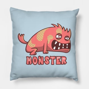 Angry Red Dog Monster Text Pillow