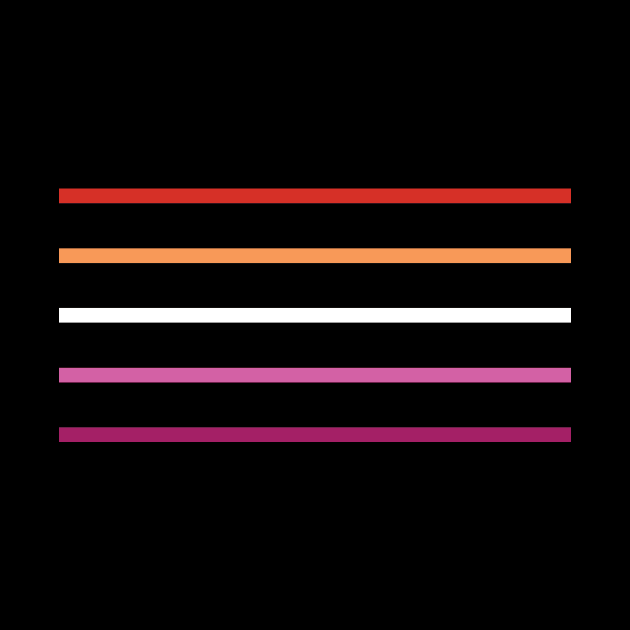 Lesbian Sunset Pride Flag Stripes Black Background by SapphicReality