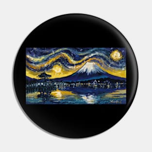 Mount Fuji Post Impressionism Pin