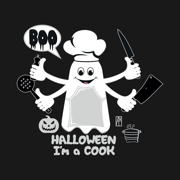 BOO Cook dressed as a GHOST - Funny Halloween Ghost by ArtProjectShop