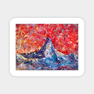 Mountain Matterhorn Under The Red Sky. Alps Magnet