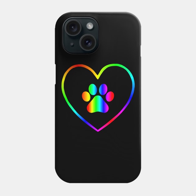 Rainbow Paw Heart Phone Case by Art by Deborah Camp