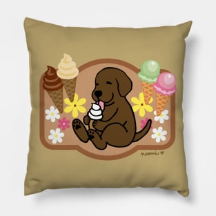 Chocolate Labrador Ice Cream Lover Pillow