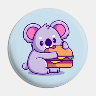 Cute Koala With Eating Burger Pin