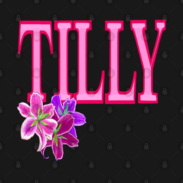 Top 10 best personalised gifts  -  first name Tilly, Mathilda, Mathilde, preppy personalised,personalized name with painted lilies by Artonmytee