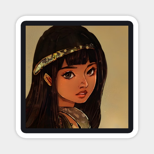 Black Anime Girl Magnet by animegirlnft
