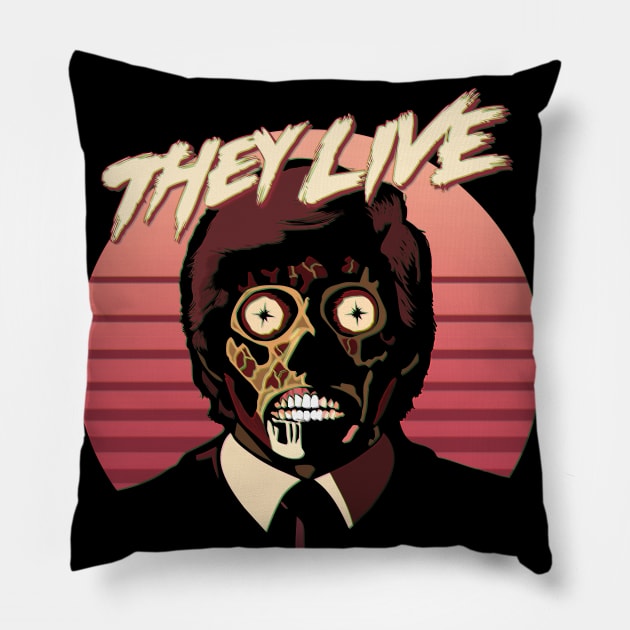 They Live! Obey, Consume, Buy, Sleep, No Thought and Watch TV. Pillow by DaveLeonardo