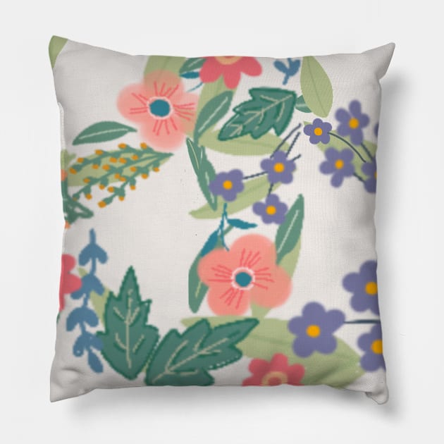 Spring Floral Art Pillow by Frothy Sloth